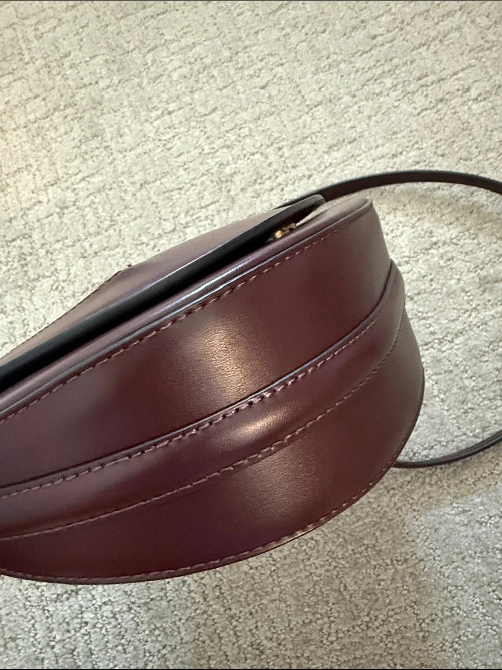 Zara Burgundy Saddle Shoulder Bag with Gold Hardware